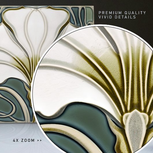 Green Calla Lily Backsplash Repro Art Nouveau Fliese
