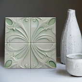 Green Calla Lily Backsplash Repro Art Nouveau Fliese