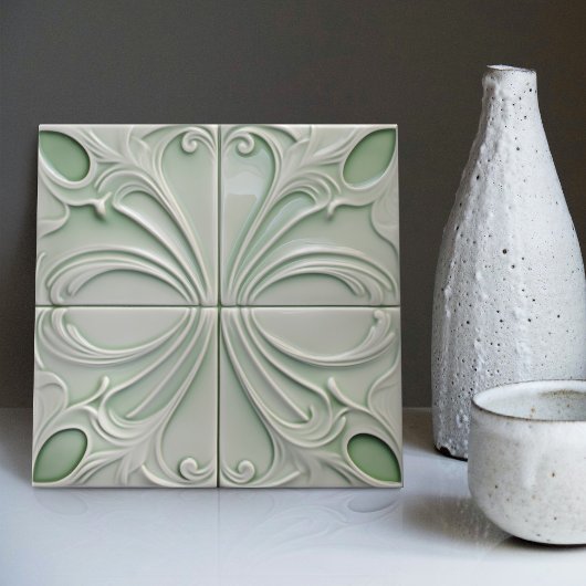 Green Calla Lily Backsplash Repro Art Nouveau Fliese