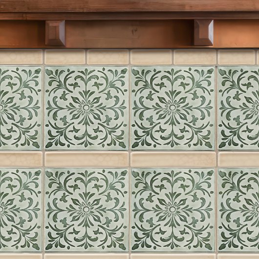 Green Calla Lily Backsplash Repro Art Nouveau Fliese