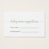 Green Calligraphy Baby Name Suggestions Card (Vorderseite)