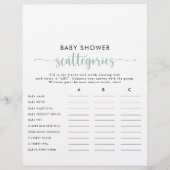 Green Calligraphy Baby Shooting Scattegories Game (Vorderseite)