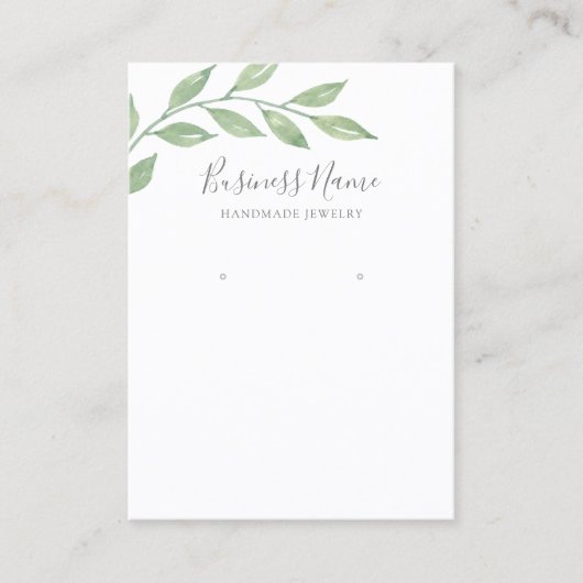 Green Calligraphy Earring Juwelry Display Visitenkarte (Vorderseite)