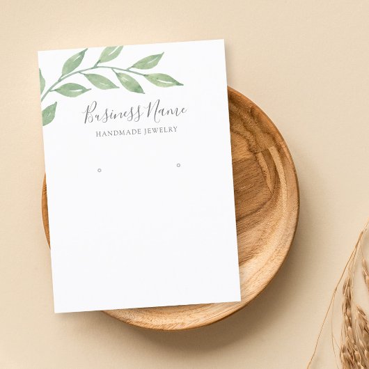 Green Calligraphy Earring Juwelry Display Visitenkarte