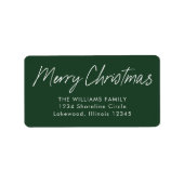 Green Calligraphy Frohe Weihnachts-Rücksendeadress Adressaufkleber (Vorne)