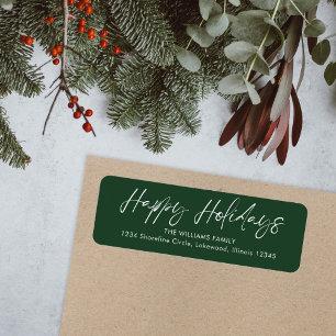 Green Calligraphy Happy Holidays Rücksendeadresse