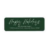 Green Calligraphy Happy Holidays Rücksendeadresse (Vorne)