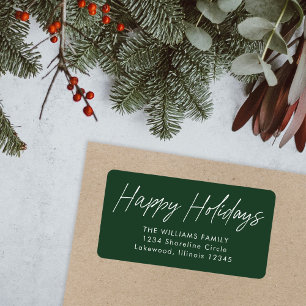 Green Calligraphy Happy Holidays Rücksendeadresse Adressaufkleber