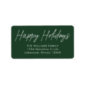 Green Calligraphy Happy Holidays Rücksendeadresse Adressaufkleber (Vorne)