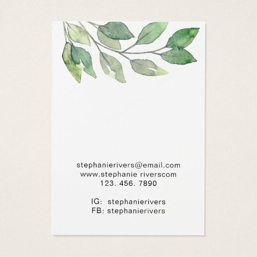 Green Calligraphy Juwelry Display Card (Rückseite)