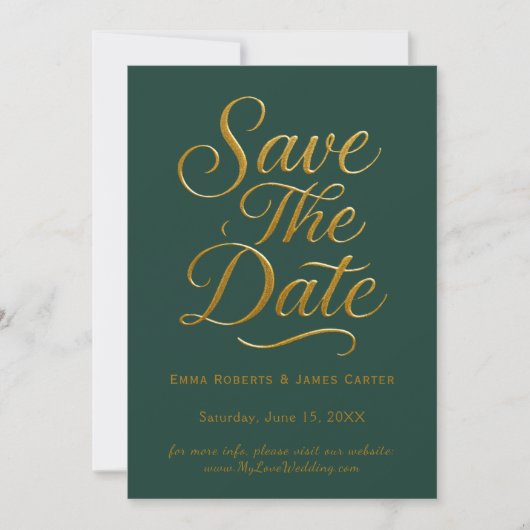 Green Calligraphy Save the Date Card (Vorderseite)