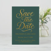 Green Calligraphy Save the Date Card (Stehend Vorderseite)