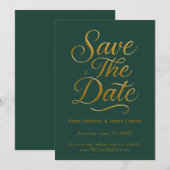 Green Calligraphy Save the Date Card (Vorne/Hinten)