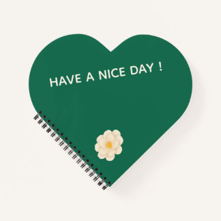 Green Camellia Heart | Cute Aesthetic Journal Notizblock
