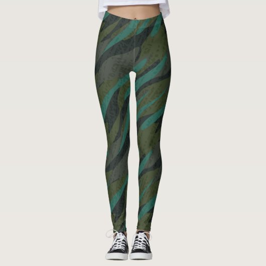 Green Camo Abstract Leggings (Vorderseite)
