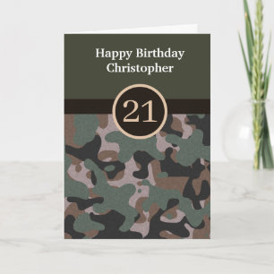 Green Camouflage 21. Geburtstagskarte Karte