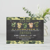 Green Camouflage Babydusche einladen Einladung (Stehend Vorderseite)