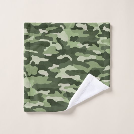 Green Camouflage Badhandtuch Set (Waschlappen)