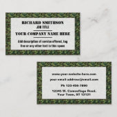 Green Camouflage Camouflage Muster Visitenkarte (Vorne/Hinten)