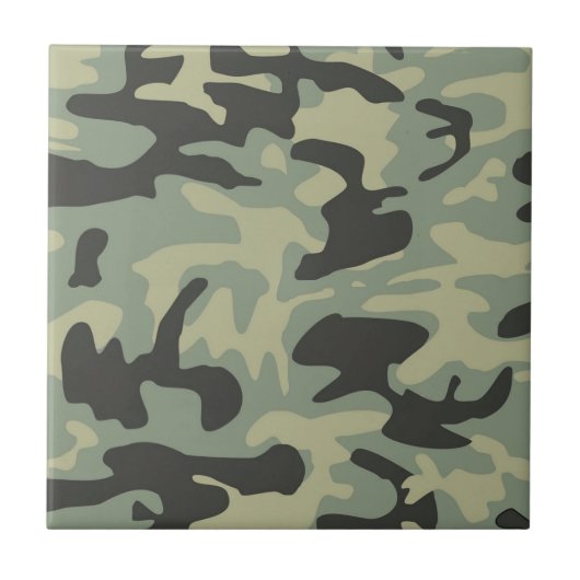 Green Camouflage Camouflage Pattern Fliese (Vorderseite)