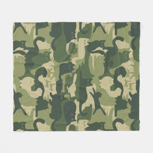Green Camouflage Cats Muster Cool Kitkatzen Camouf Fleecedecke (Vorderseite (Horizontal))