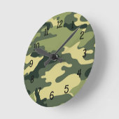 Green Camouflage Clock Kinderschlafzimmer Kinderzi Runde Wanduhr (Winkel)