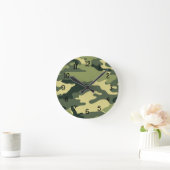 Green Camouflage Clock Kinderschlafzimmer Kinderzi Runde Wanduhr (Zuhause)