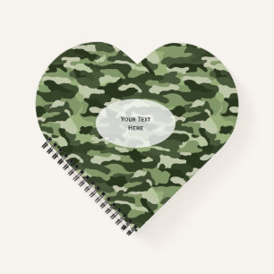 Green Camouflage Heart Notizblock
