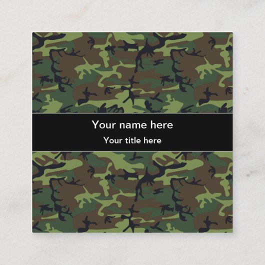 Green Camouflage, Militär, Armee Quadratische Visitenkarte (Rückseite)