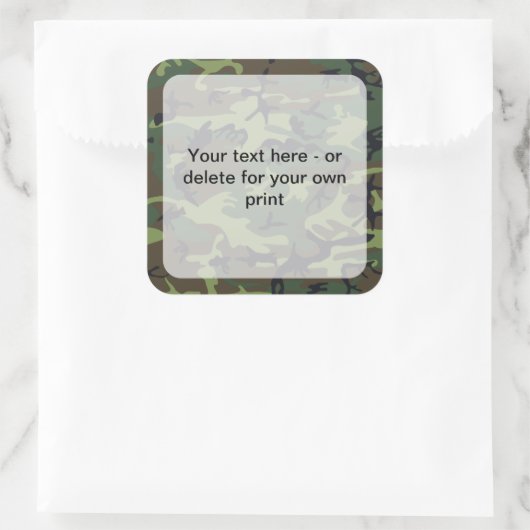 Green Camouflage, Militär, Armee Quadratischer Aufkleber (Tasche)