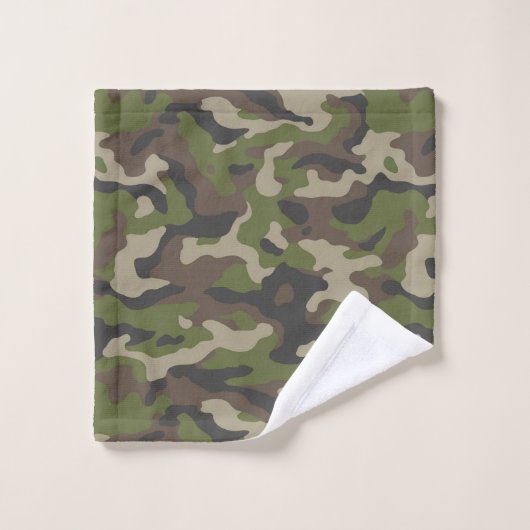 Green Camouflage Muster Badhandtuch Set (Waschlappen)