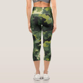 Green Camouflage Muster Capri Leggings (Rückseite)