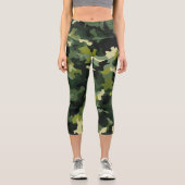 Green Camouflage Muster Capri Leggings (Vorderseite)