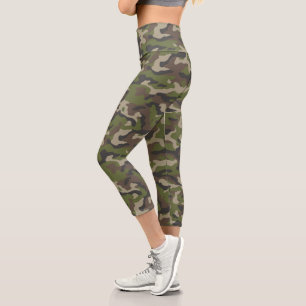 Green Camouflage Muster Capri Leggings