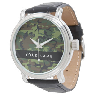 Green Camouflage Muster, Ihr Name, Personalisieren Armbanduhr