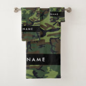 Green Camouflage Muster, Ihr Name, Personalisieren Badhandtuch Set (Insitu)