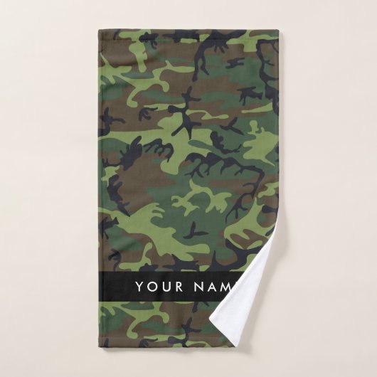 Green Camouflage Muster, Ihr Name, Personalisieren Badhandtuch Set (Handtuch)