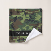 Green Camouflage Muster, Ihr Name, Personalisieren Badhandtuch Set (Waschlappen)