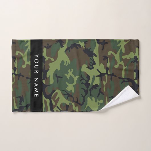Green Camouflage Muster, Ihr Name, Personalisieren Badhandtuch Set (Handtuch)