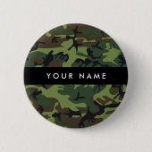 Green Camouflage Muster, Ihr Name, Personalisieren Button (Vorderseite)