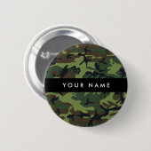 Green Camouflage Muster, Ihr Name, Personalisieren Button (Vorne & Hinten)