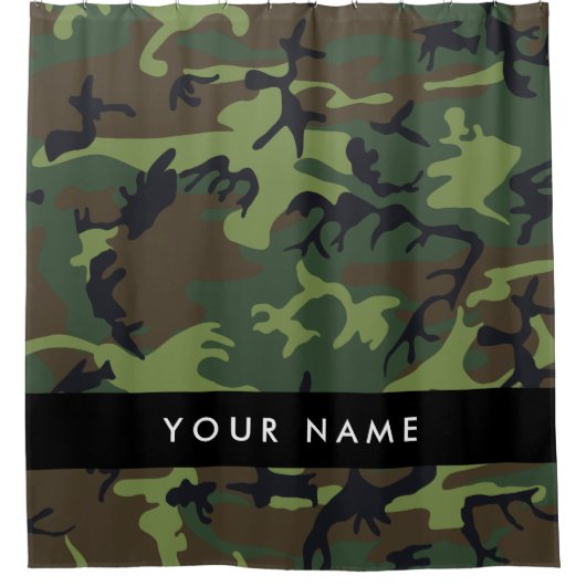 Green Camouflage Muster, Ihr Name, Personalisieren Duschvorhang (Vorderseite)