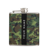 Green Camouflage Muster, Ihr Name, Personalisieren Flachmann (Vorderseite)