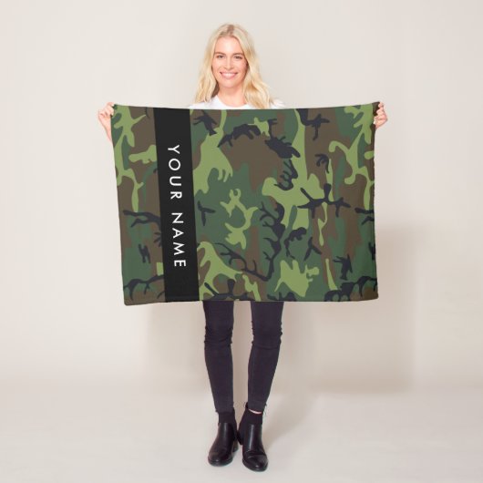 Green Camouflage Muster, Ihr Name, Personalisieren Fleecedecke (Beispiel)