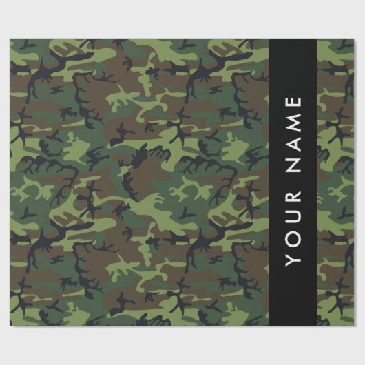 Green Camouflage Muster, Ihr Name, Personalisieren Geschenkpapier (Flach)