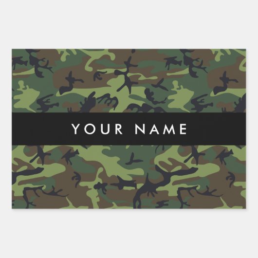 Green Camouflage Muster, Ihr Name, Personalisieren Geschenkpapier Set (Vorderseite 2)