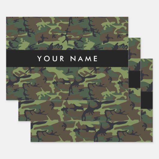 Green Camouflage Muster, Ihr Name, Personalisieren Geschenkpapier Set (Set)