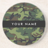 Green Camouflage Muster, Ihr Name, Personalisieren Getränkeuntersetzer (Vorne)