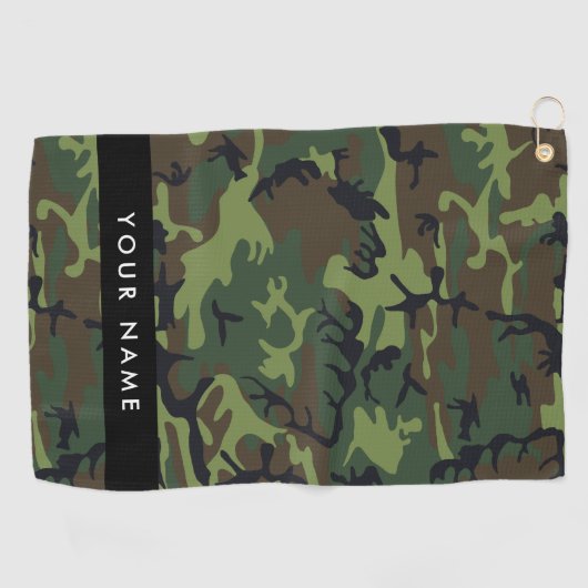Green Camouflage Muster, Ihr Name, Personalisieren Golfhandtuch (Horizontal)