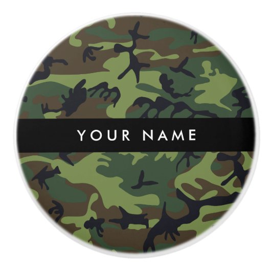 Green Camouflage Muster, Ihr Name, Personalisieren Keramikknauf (Vorderseite)